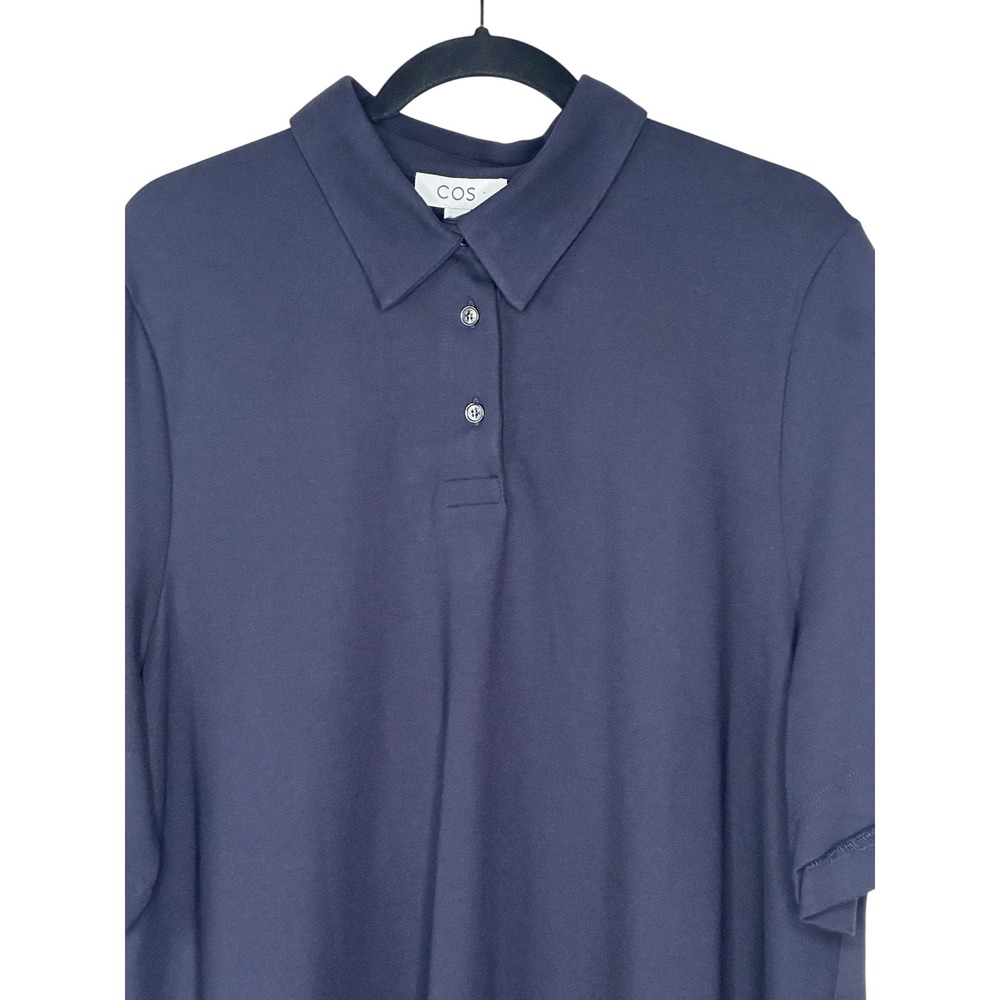 NEW COS Polo Shirt Dress Large Navy Blue S/S Jersey Minimalist NWT Luxury - Picture 5 of 10